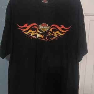 Music City Nashville Harley-Davidson Black Tee with Orange Flame Graphics